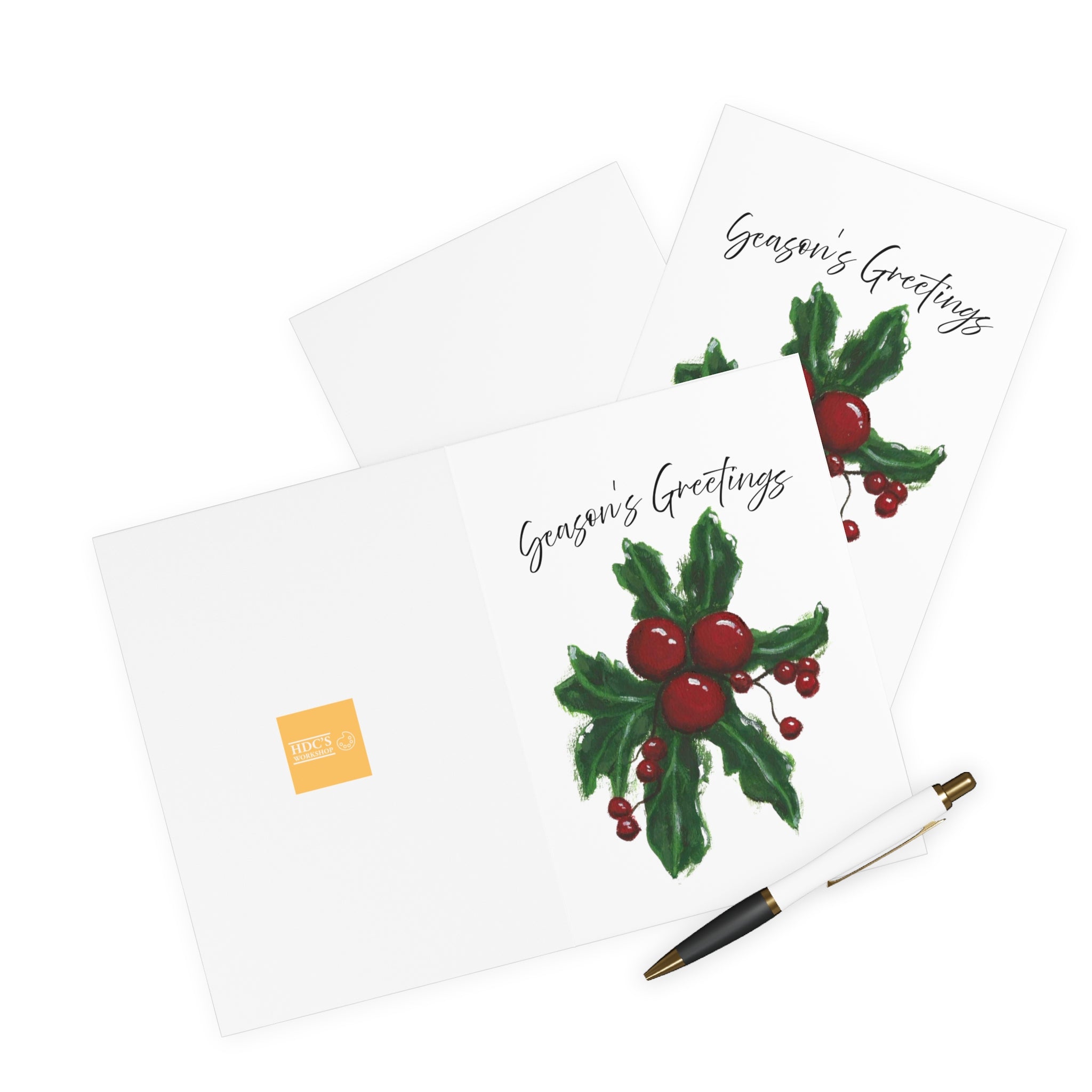Pack of 5 Christmas Holly Greeting Cards