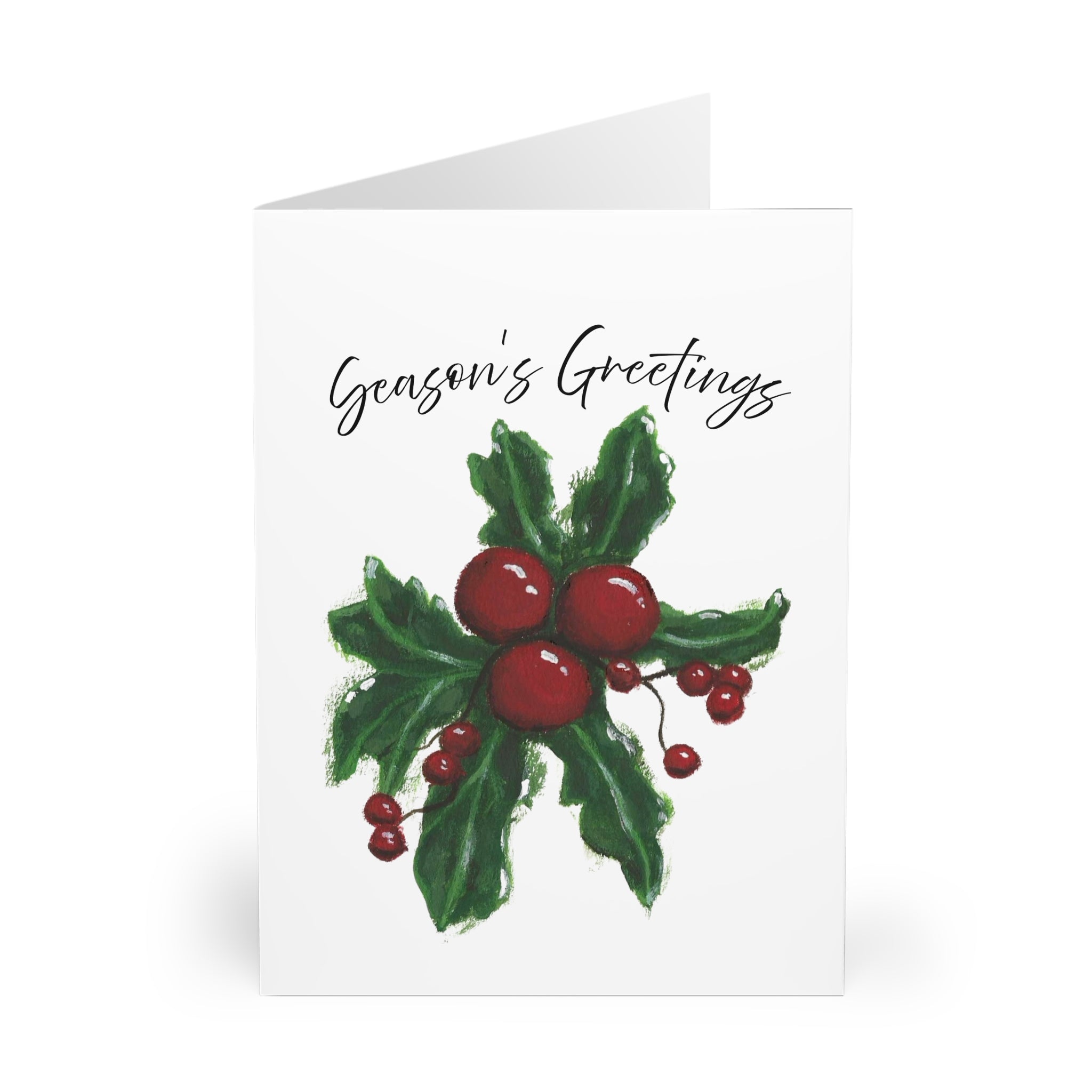 Pack of 5 Christmas Holly Greeting Cards