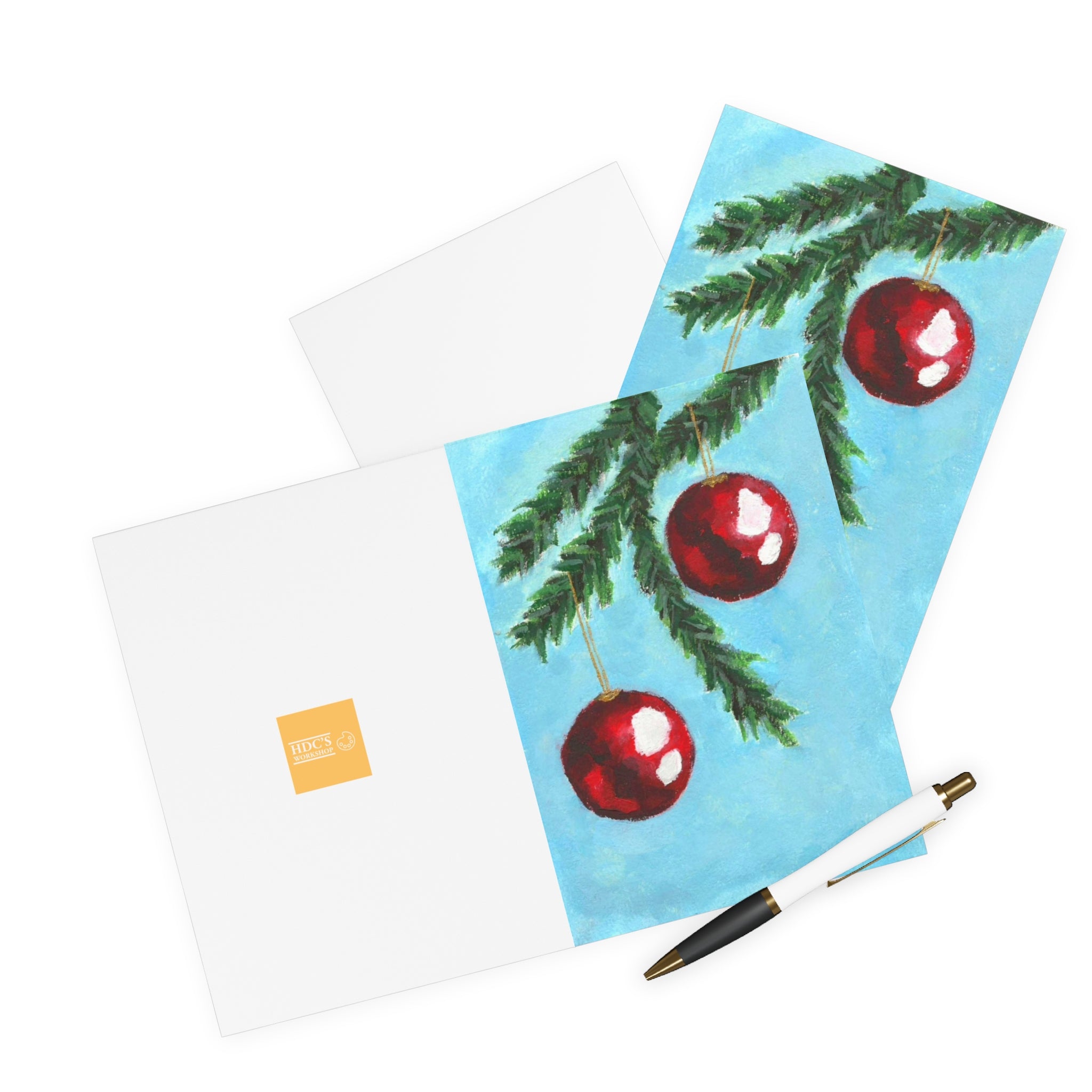 Pack of 5 Christmas Baubles Greeting Cards